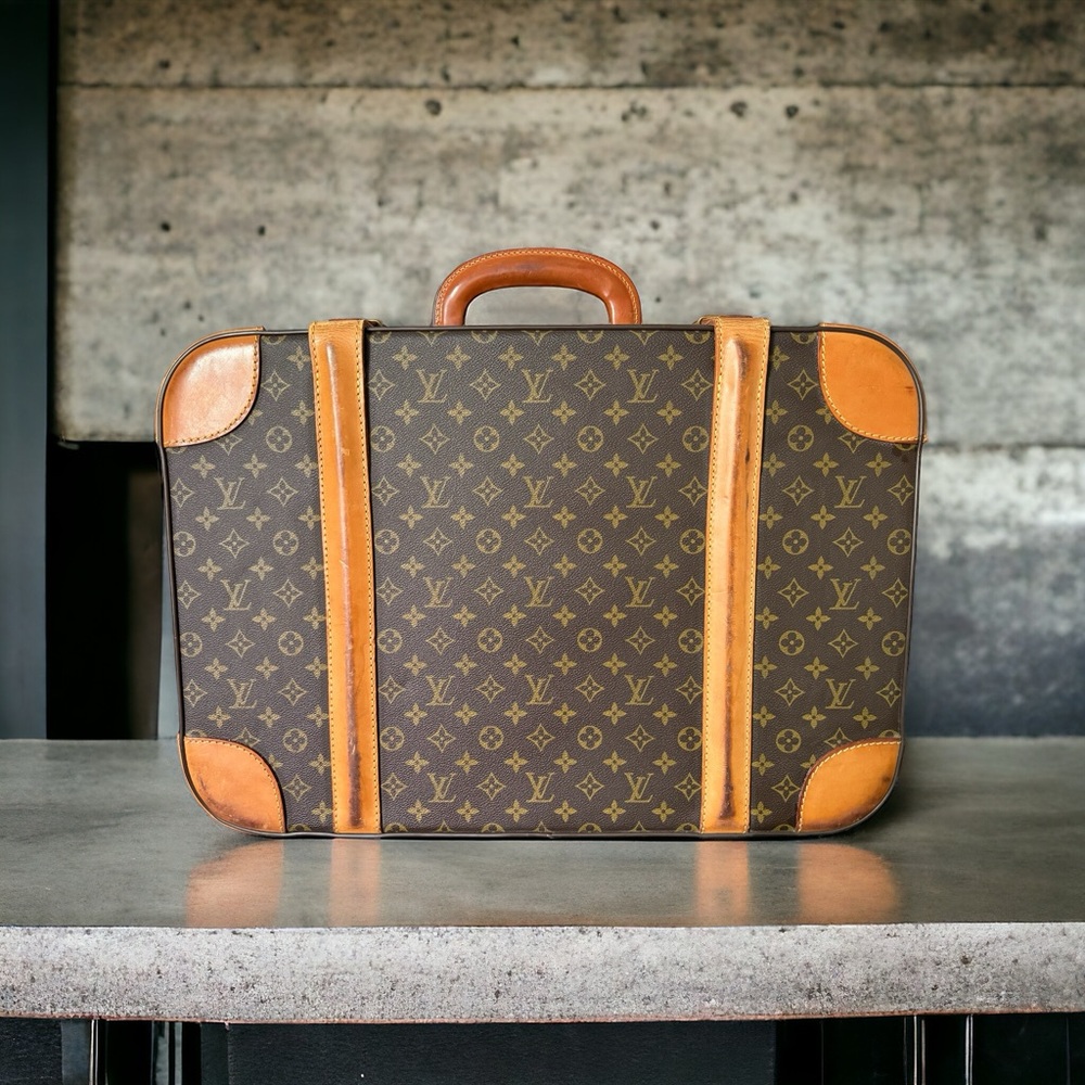 Louis Vuitton Stratos 70 Vintage Brown Monogram Suitcase Travel Bag Luggage